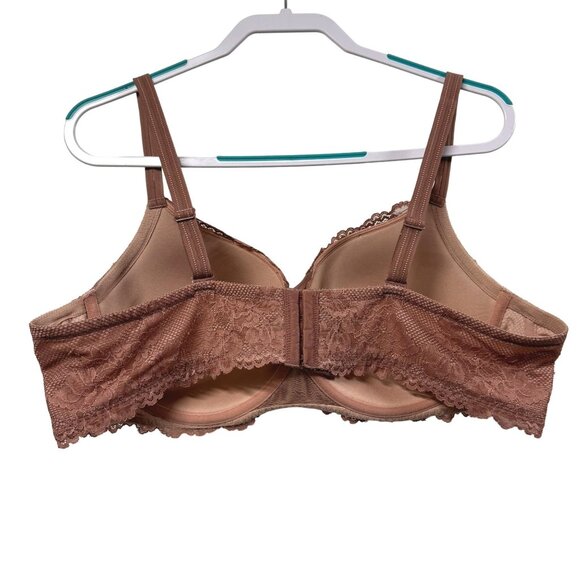 Torrid Curve Pushup Plunge XO Corset Bra 46C Blush Mauve Lace Underwire Padded - Picture 2 of 11